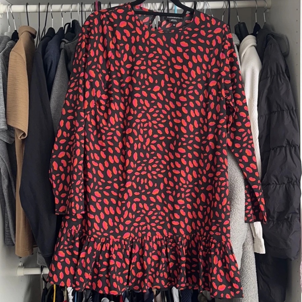 Red and Black Patterned Dress